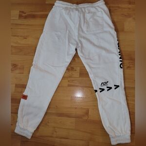 Kuwalla Organic White Medium Joggers Ecofriendly Cotton Quirky Fun Jogging Pants